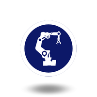 Icono azul maquina industrial, lubricantes industriales-asteclub