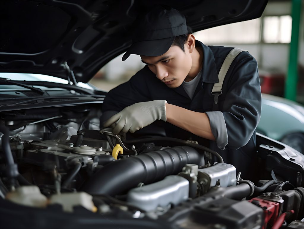 Mecánico revisando la buena operación del motor